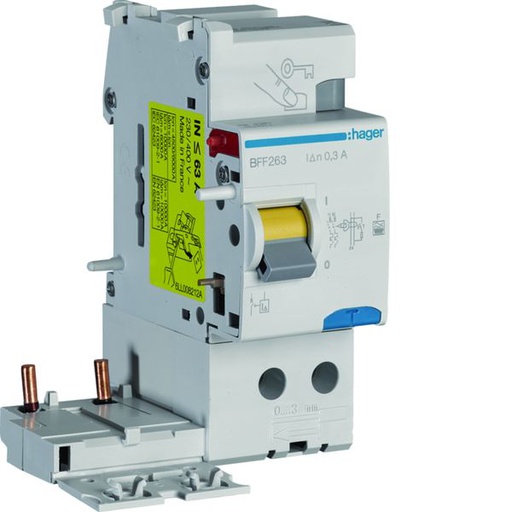 [HAG-BFF263] Bloc différentiel 63A 300mA 2P type F à bornes alignées BFF263