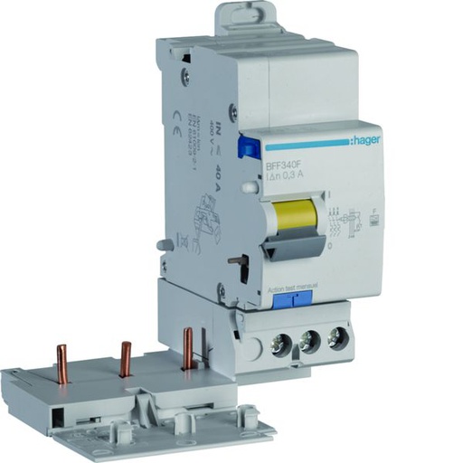 [HAG-BFF340F] Bloc différentiel 40A 300mA 3P type F à bornes décalées BFF340F