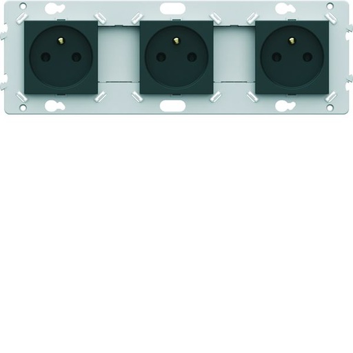 [HAG-WE123A] Prise triple Essensya 2P+T Pré cablées Anthracite WE123A