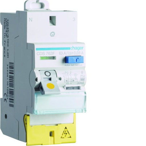 [HAG-CDS763F] Interrupteur différentiel 2 poles 63 A 30 mA Type F à Borne décalée CDS763F