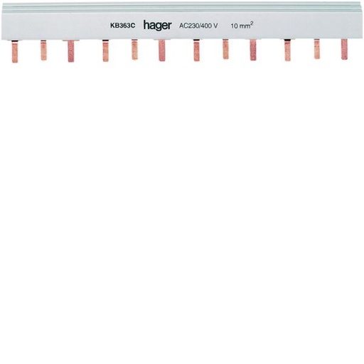 [HAG-KB363C] Barre de pontage 3P 63A à languette 10mm² 8modules KB363C