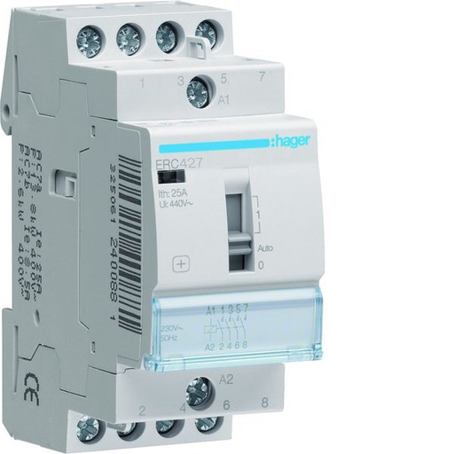 [HAG-ERC427] Contacteur à commande manuelle 25A, 2F+2O, 230V ERC427