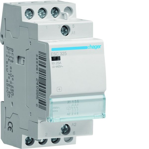 [HAG-ESC325] Contacteur sans commande manuelle 25A, 3F, 230V ESC325