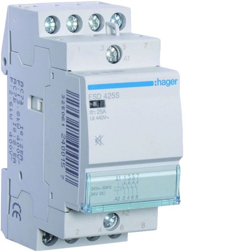 [HAG-ESD425S] Contacteur silencieux sans commande manuelle 25A, 4F, 24V ESD425S