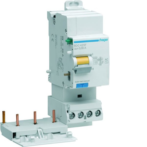 [HAG-BDC425F] Bloc différentiel 25A 30mA 3P+N type AC à bornes décalées BDC425F