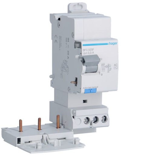 [HAG-BFC325F] Bloc différentiel 25A 300mA 3P type AC à bornes décalées BFC325F