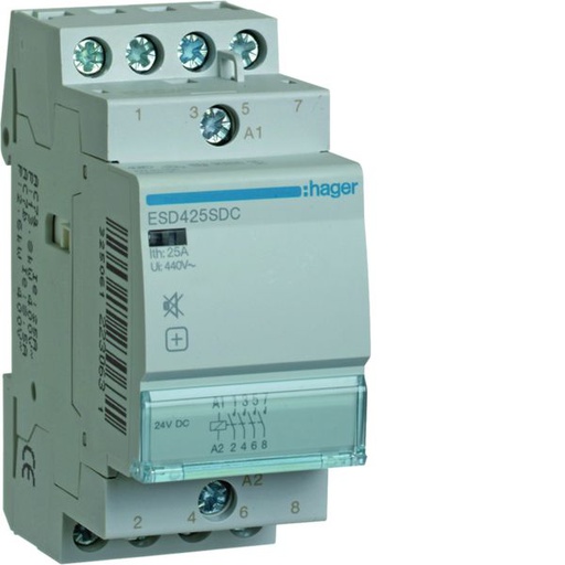[HAG-ESD425SDC] Contacteur silencieux sans commande manuelle 25A, 4F, 24V DC ESD425SDC