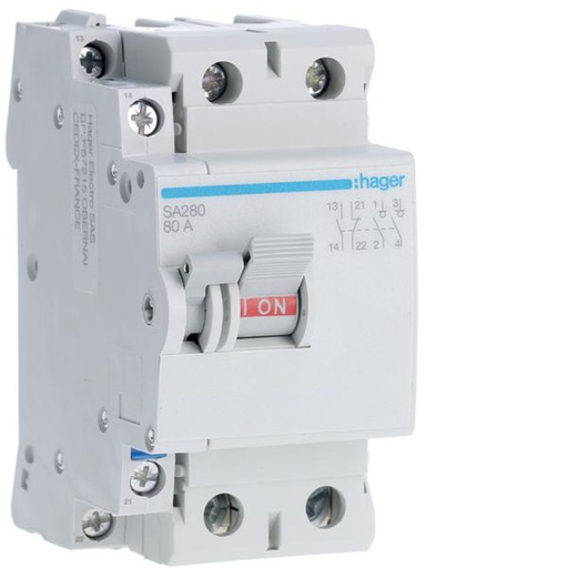 [HAG-SA280] Interrupteur de coupure à déclenchement libre 2P 80A SA280