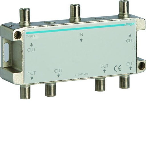 [HAG-TN206S] Répartiteur TV hertzien/satellite 6 sorties COAX 5-2400MHz TN206S
