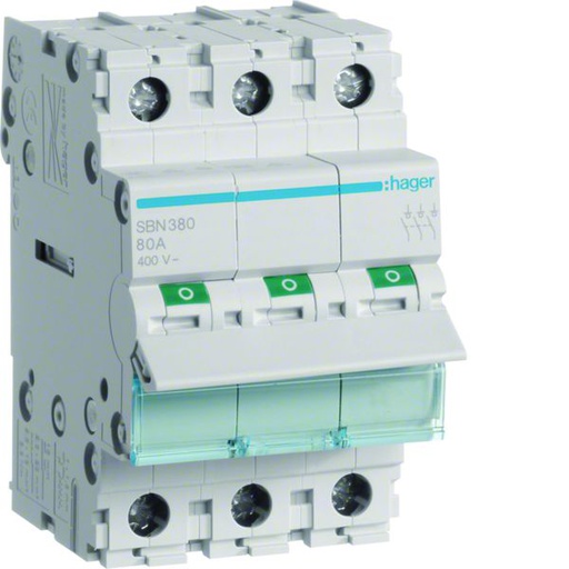 [HAG-SBN380] Interrupteur sectionneur 80A 3P 3 modules SBN380