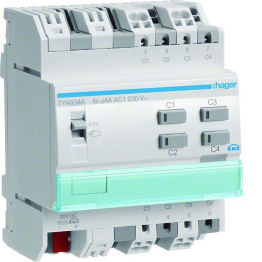 [HAG-TYA604A] Actionneur KNX 4 sorties 4A/230V configuration Mode ETS uniquement TYA604A