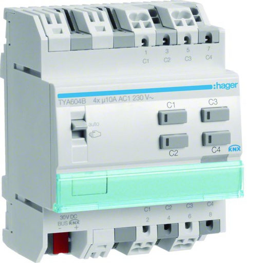[HAG-TYA604B] Actionneur KNX 4 sorties 10A/230V configuration Mode ETS uniquement TYA604B