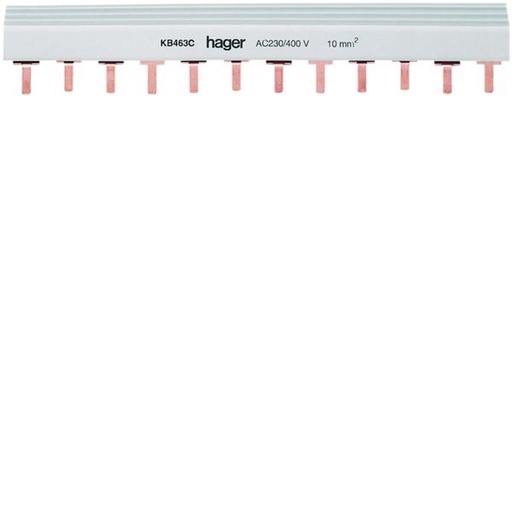 [HAG-KB463C] Barre de pontage 4P+N 63A à languette 10mm² 6modules KB463C