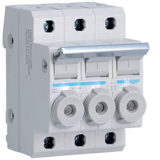 [HAG-L95300] Porte-fusible combiné 3P 20A 380V L38 3M avec cartouche L95300