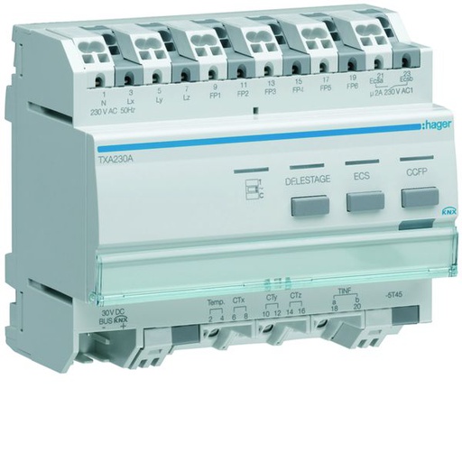 [HAG-TXA230A] Gestionnaire d'énergie KNX chauffage électrique et fil pilote, fonction comtage TXA230A