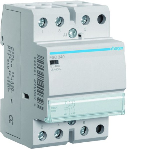 [HAG-ESC340] Contacteur sans commande manuelle 40A, 3F, 230V ESC340