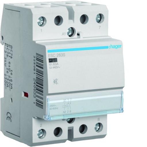 [HAG-ESC263S] Contacteur silencieux sans commande manuelle 63A, 2F, 230V ESC263S