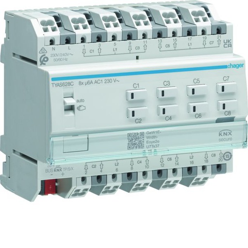 [HAG-TYAS628C] Actionneur KNX 8 sorties volets et stores à bannes pour moteur 6A/230V TYAS628C
