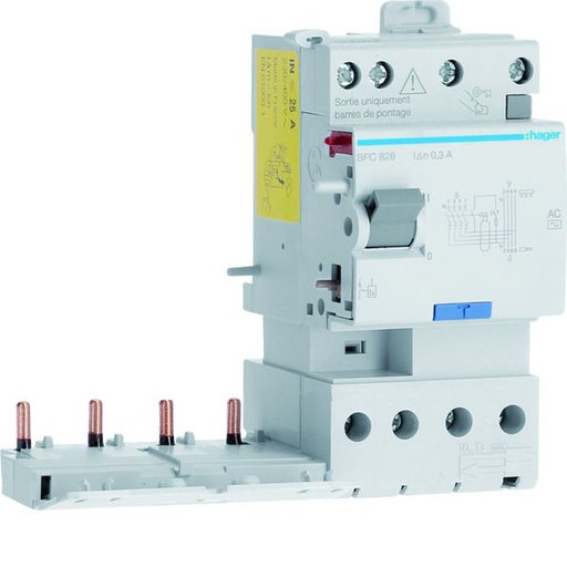 [HAG-BFC828] Bloc différentiel double sortie 25A 300mA 4P type AC 50/60Hz à bornes alignées BFC828