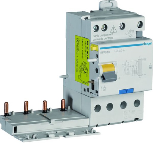 [HAG-BFF840] Bloc différentiel double sortie 40A 300mA 4P type F à bornes alignées BFF840