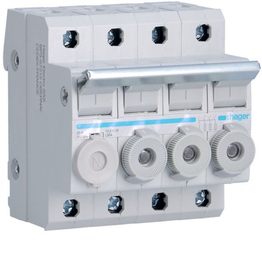 [HAG-L95400] Porte-fusible combiné 3P+N 20A 380V L38 4M avec cartouche L95400