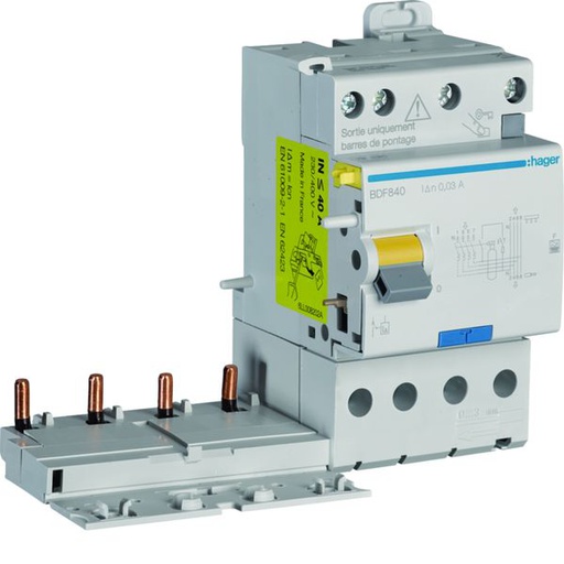 [HAG-BDF840] Bloc différentiel double sortie 40A 30mA 4P type F à bornes alignées BDF840