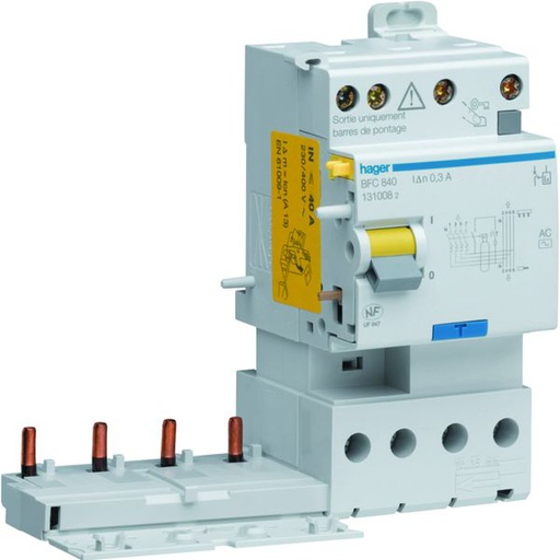 [HAG-BPC863] Bloc différentiel 63A 300mA 4P type AC SEL à bornes alignées BPC863