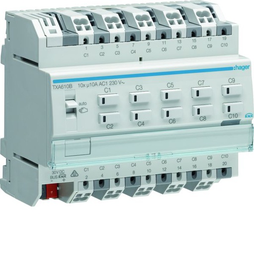 [HAG-TXA610B] Actionneur KNX 10 sorties 10A/230V configuration Mode Easy/ETS TXA610B