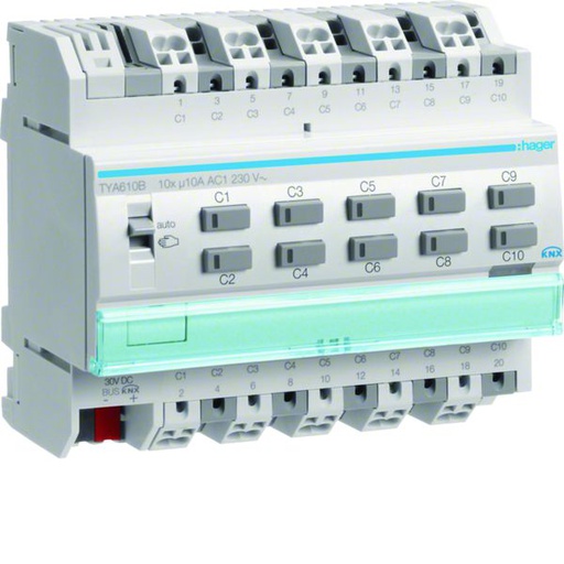 [HAG-TYA610B] Actionneur KNX 10 sorties 10A/230V configuration Mode ETS uniquement TYA610B