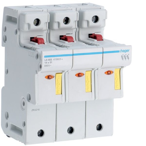 [HAG-LS603] Coupe circuit 3P 50A 690V L51 accessoriable 4,50 modules LS603