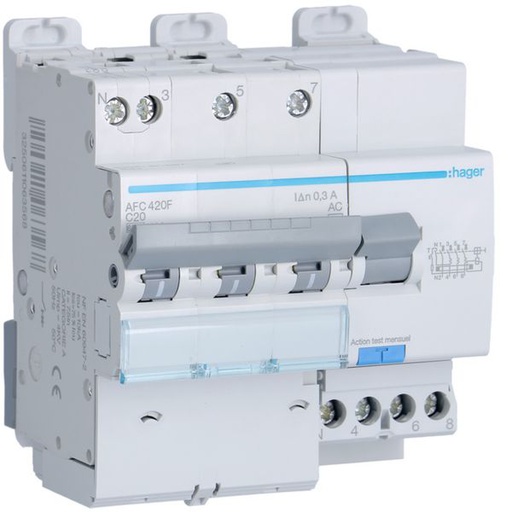 [HAG-AFC420F] Disjoncteur différentiel 20A 3P+N -10kA Courbe C 300mA type A 5 modules AFC420F