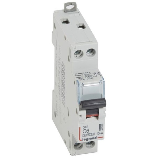 [LEG407696] Disjoncteur Dx³6000 10Ka Arrivée Haut/Départ Bas Vis U+N 6A legrand 407696