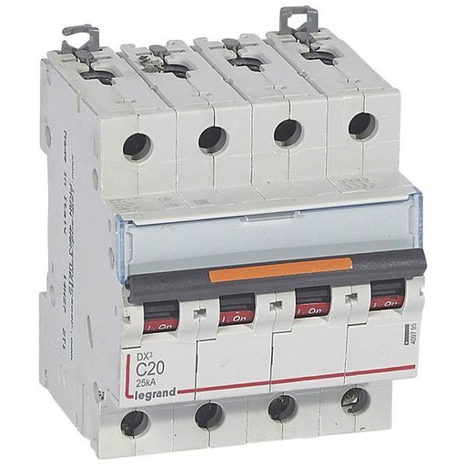 [LEG409795] Disjoncteur Dx³ 25Ka Arrivée Haut/Départ Bas Vis 4P 400V~ 20 legrand 409795