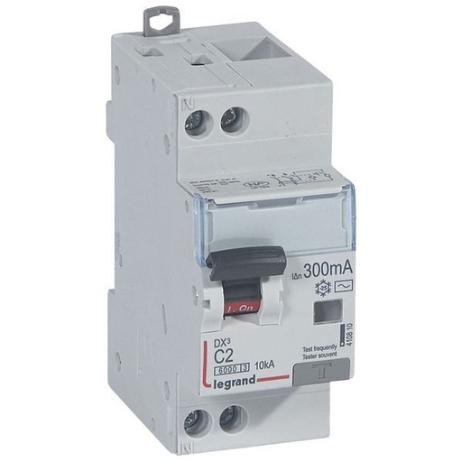 [LEG410810] Dx3 Disj Differentiel 1P+Ng C 2A 6000A/1 0Ka Ac 300Ma 2 Modu legrand 410810