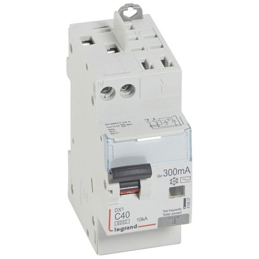 [LEG410837] Dx3 Disj Differentiel 1P+Ng C 40A 6000A/ 10Ka Ac 300Ma Tg Au legrand 410837