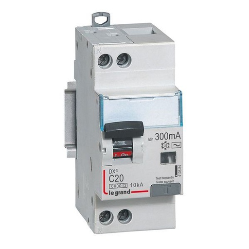 [LEG410884] Dx3 Disj Differentiel 1P+Ng C 20A 6000A/ 10Ka F 300Ma 2 Modu legrand 410884