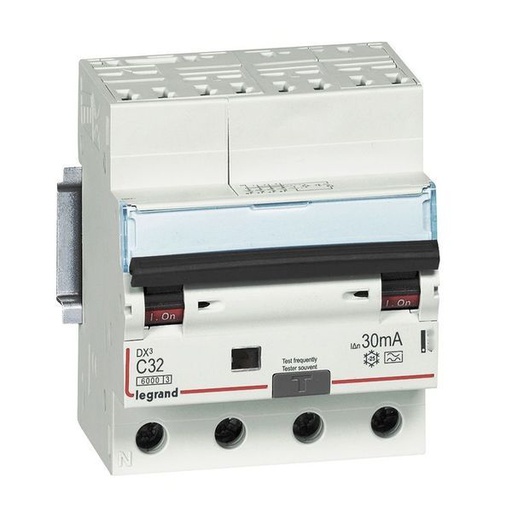 [LEG411214] Dx3 Disj Differentiel 4P C 32A 6000A A 30Ma 4 Modules Auto legrand 411214