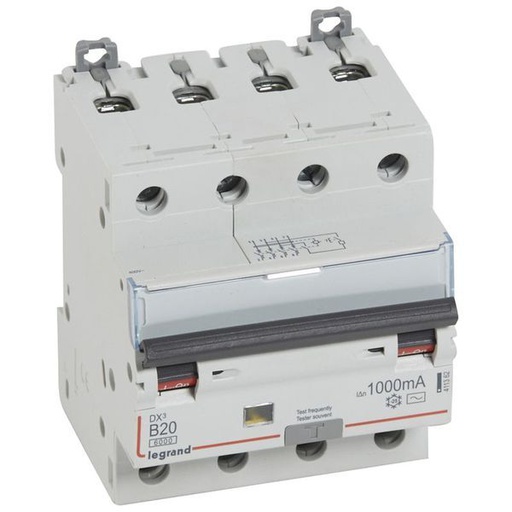 [LEG411362] Dx3 Disj Differentiel 4P B 20A 6000A Ac 1000Ma 4 Modules legrand 411362