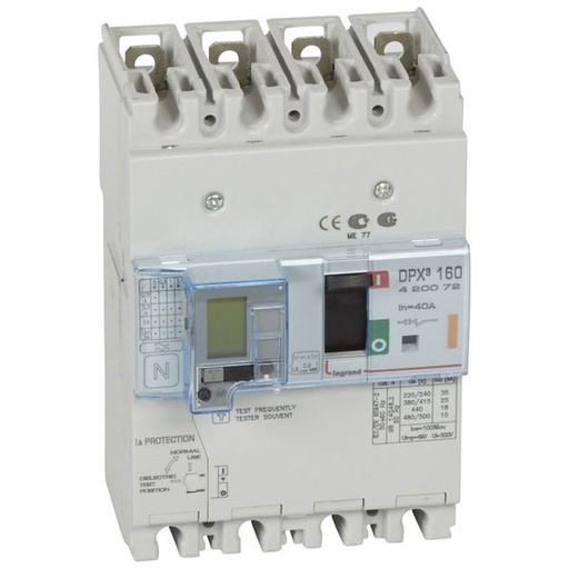 [LEG420072] Disjoncteur Magnétothermique Différentiel Dpx³160 Icu 25Ka 4 legrand 420072