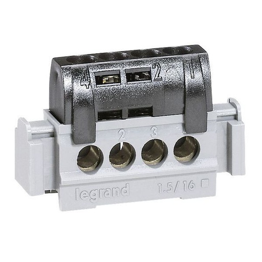[LEG092779] Bornier Phase Noir 4 Trous legrand 092779