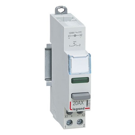 [LEG412912] Cx3 Inter-Poussoir 1No 20Ax + Voyant Vert 12/48V Ac/Dc legrand 412912