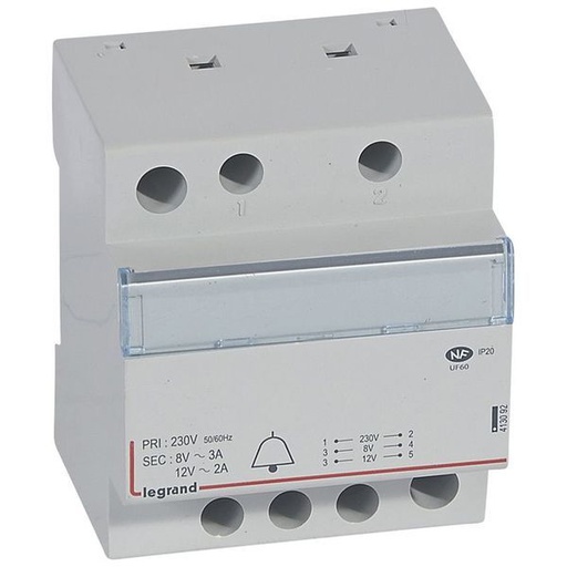 [LEG413092] Transformateur Pour Sonnerie 230V Vers 12V Ou 8V 24Va 4 legrand 413092