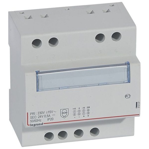 [LEG413107] Alimentation Redressee Filtree Modulaire 24 V 12W 0.5A legrand 413107