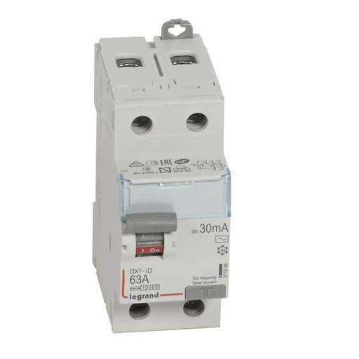 [LEG411506] Inter Diff Dx³-Id Arrivée Haut/Départ Bas Vis 2P 230V~ 63A T legrand 411506