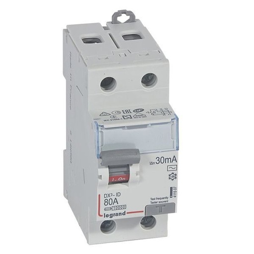 [LEG411507] Inter Diff Dx³-Id Arrivée Haut/Départ Bas Vis 2P 230V~ 80A T legrand 411507