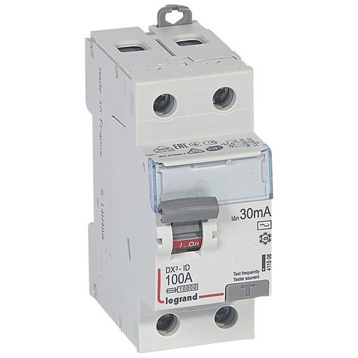 [LEG411508] Dx3 Inter Differentiel 2P 100A Ac 30Ma legrand 411508