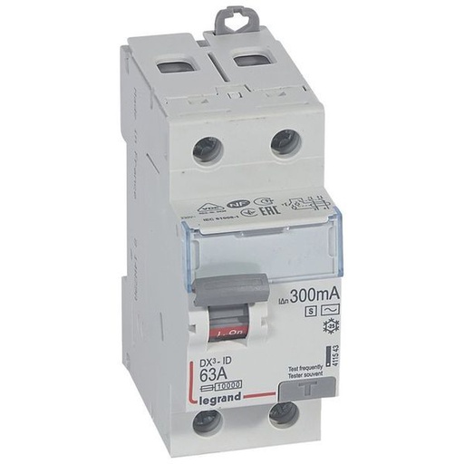 [LEG411543] Dx3 Inter Differentiel 2P 63A Ac-S 300Ma legrand 411543