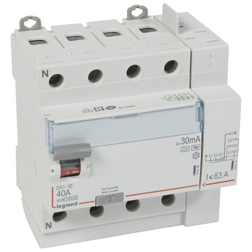[LEG411658] Inter Diff Dx³-Id Vis/Auto 4P 400V~ 40A -Type F- 30M legrand 411658