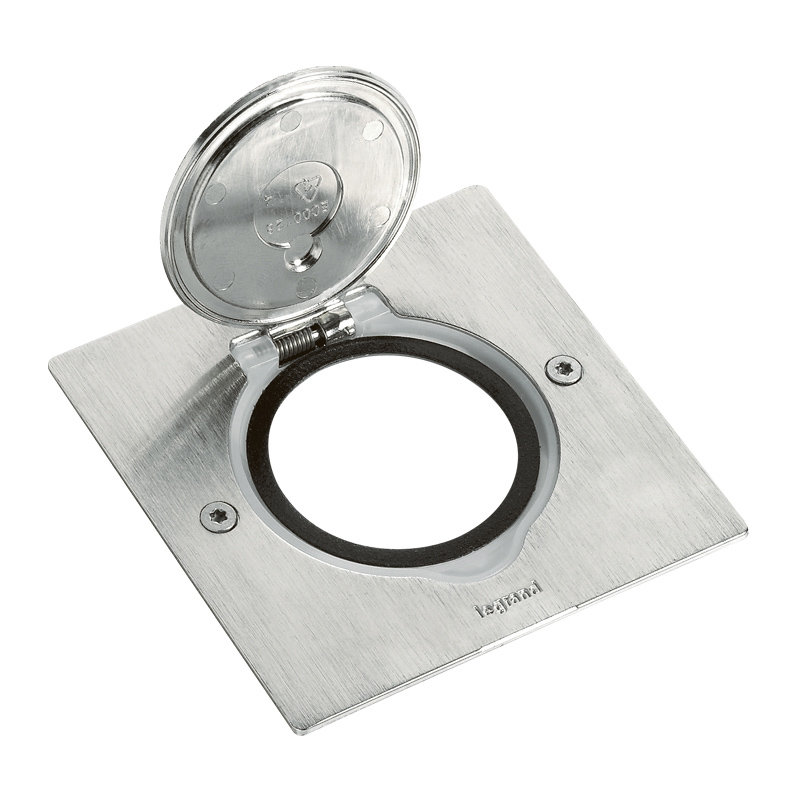 [LEG-089700] Legrand 089700 - Platine de sol carrée à équiper de mécanisme Mosaic 1 poste - inox brossé
