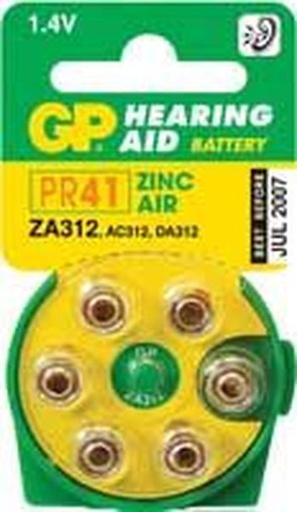 [PIL-312] Piles Auditives 312 Blister de 6 piles Zinc Air - 312.0